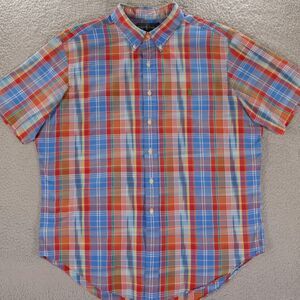 Polo Ralph Lauren Shirt Indian Madras Button Up Mens XL Classic Short Sleeve